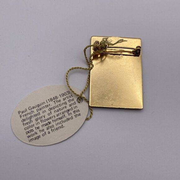 Vintage Enameled Pin  Paul Gauguin's Still Life w/Flowers  by Da Vinci Brand NWT - Picture 2 of 3